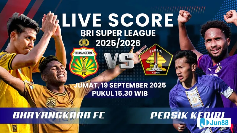 Bhayangkara striker takes a powerful shot on goal during the match against Persik Kediri Bhayangkara striker takes a powerful shot on goal during the match against Persik Kediri